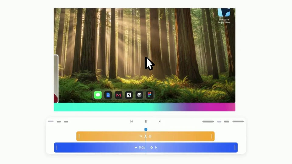 Editor UI mockup shows a redwood forest clip
