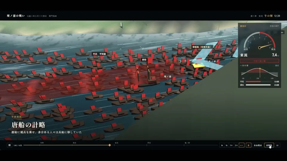 3D reconstruction of the naval Battle of Dan-no-ura