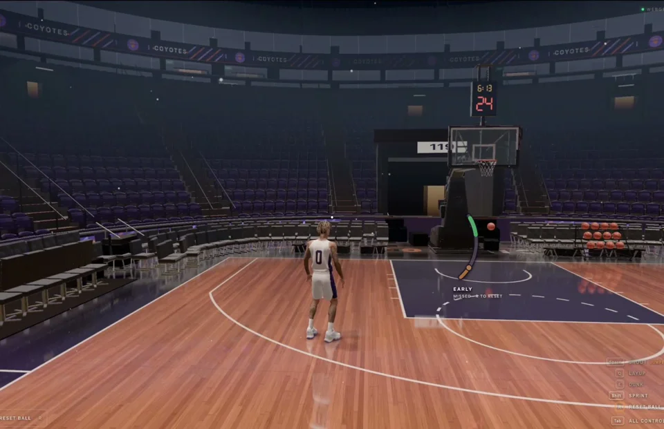 Empty-arena basketball shootaround in the browser