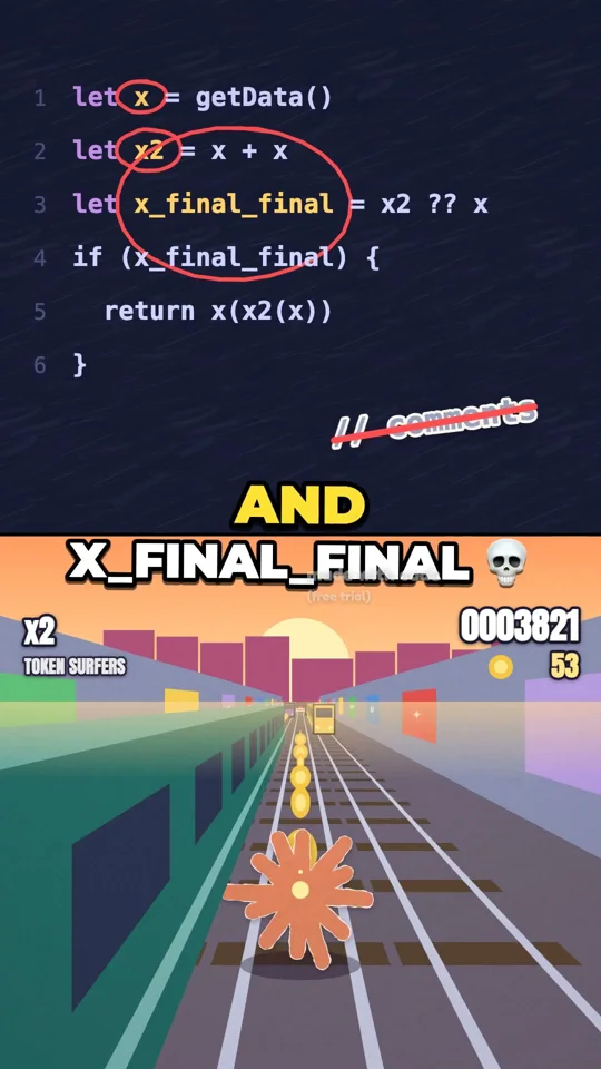 Brainrot split screen pairs bad code with a runner game