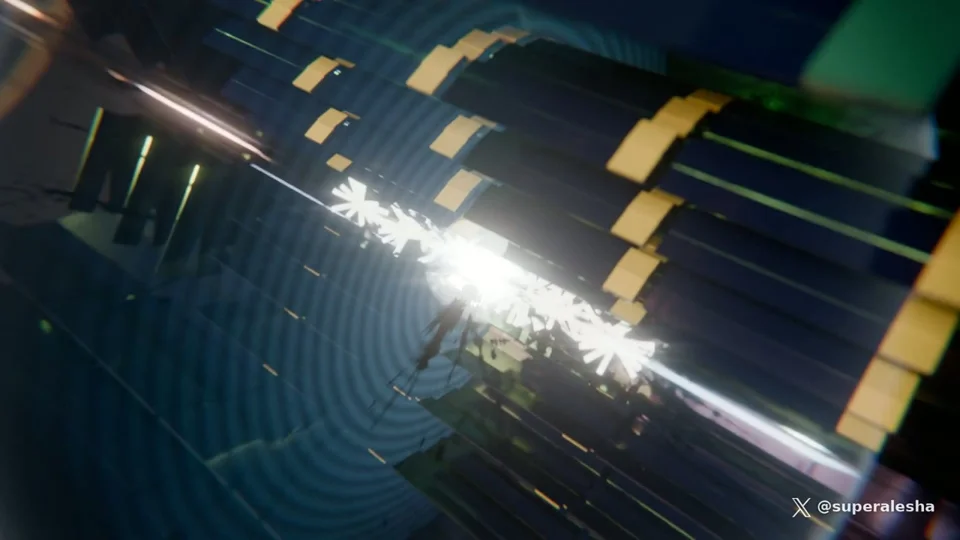 Proton collision inside a Large Hadron Collider detector