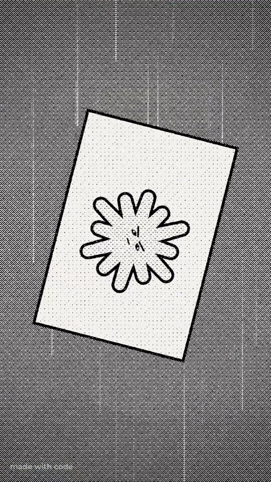 Halftone flower card spins in a code-made edit