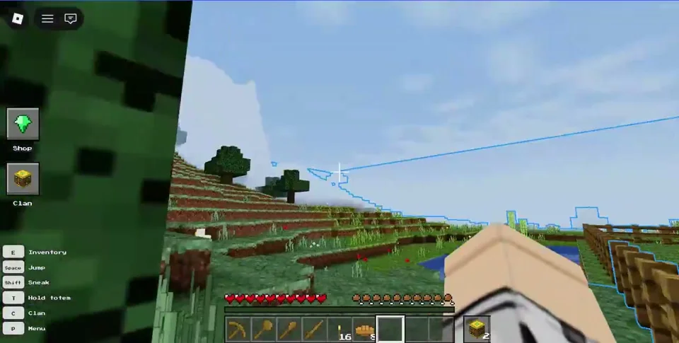 Blocky survival world with clans and a shop in Roblox