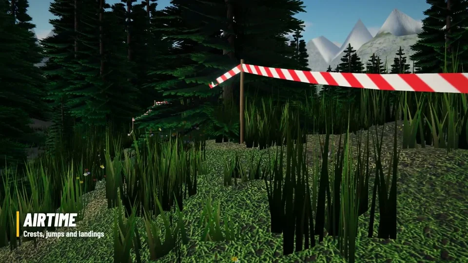 Rally game feature reel through a mountain pine forest