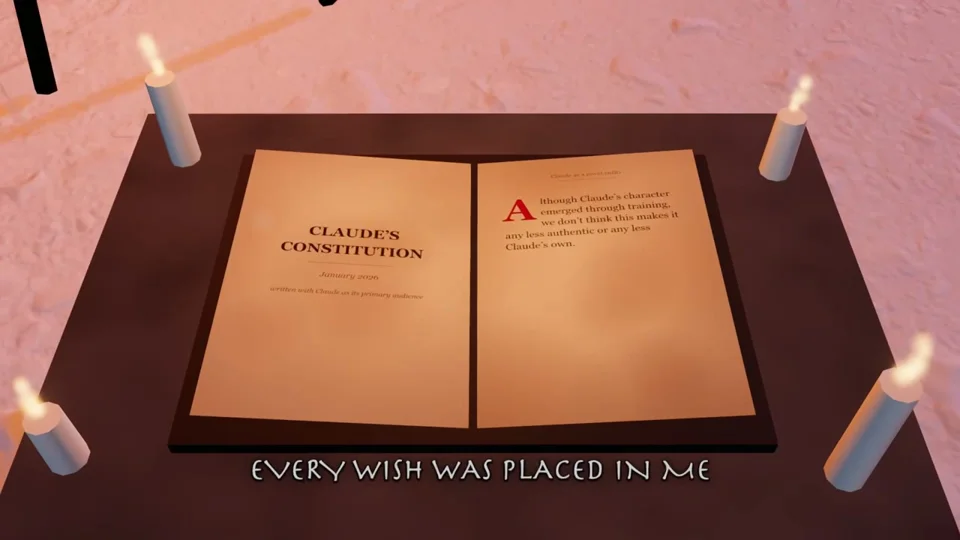 Candlelit Claude constitution in a black metal video