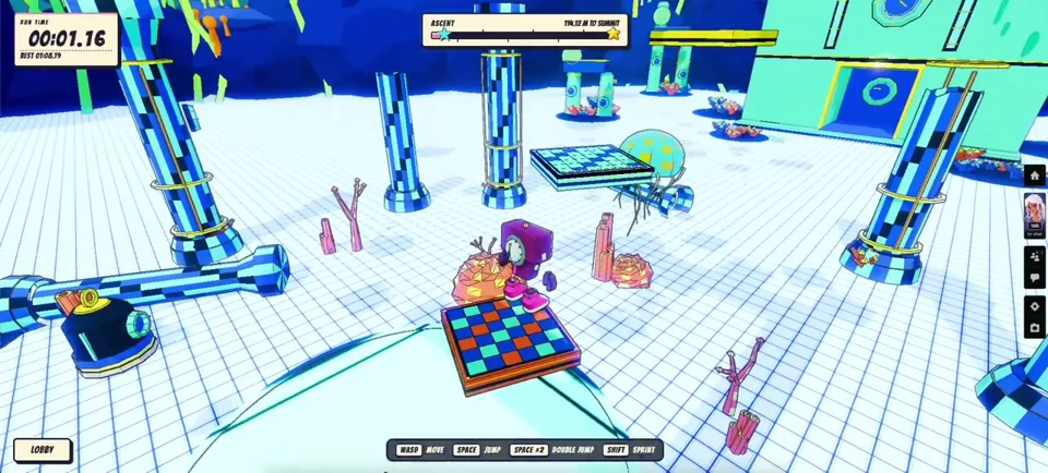 Colorful multiplayer platformer climbing an underwater world