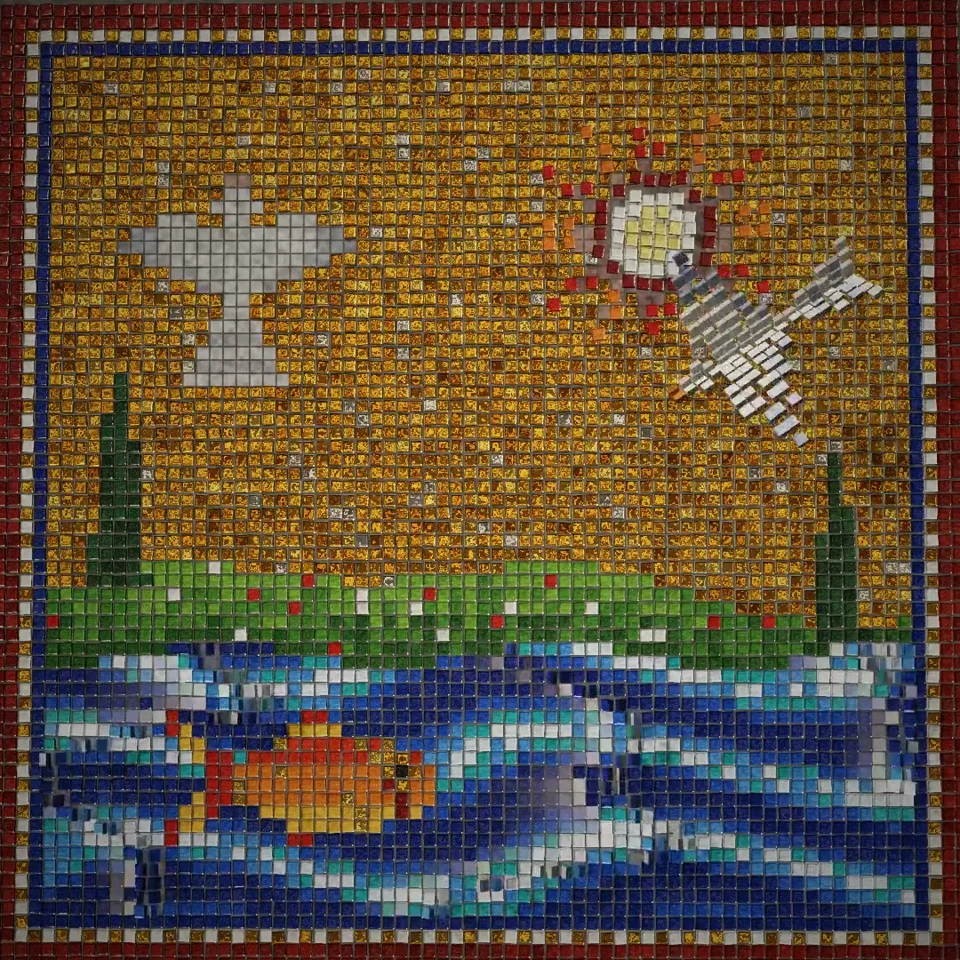 Mosaic tiles that lift, flip and swim into place