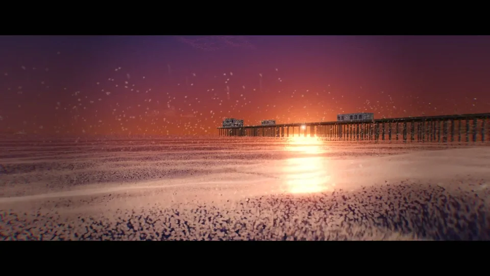 Santa Monica pier glows in a particle sunset