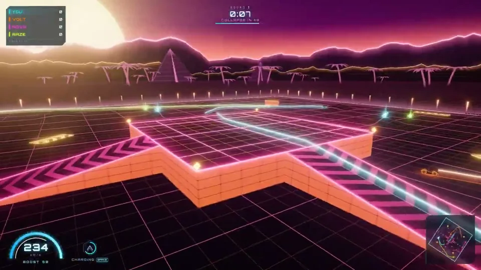 Neon racing game trailer shot by the game itself