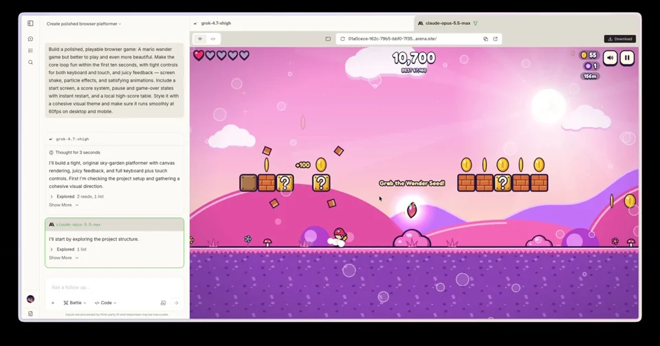 Mario-style platformer with coins and pink levels in the browser