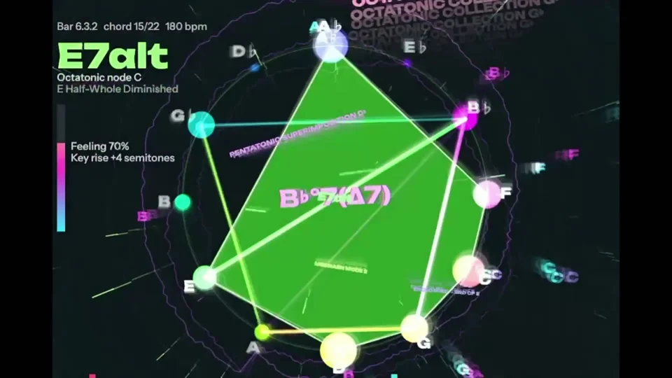 Chord-theory visualizer traces an E7alt progression