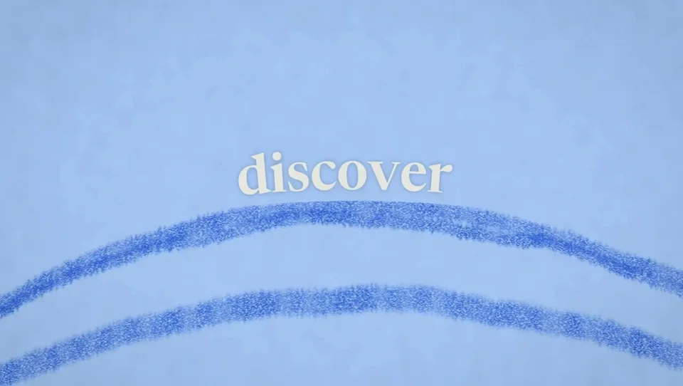 Crayon-stroke title cards recreate a model launch video