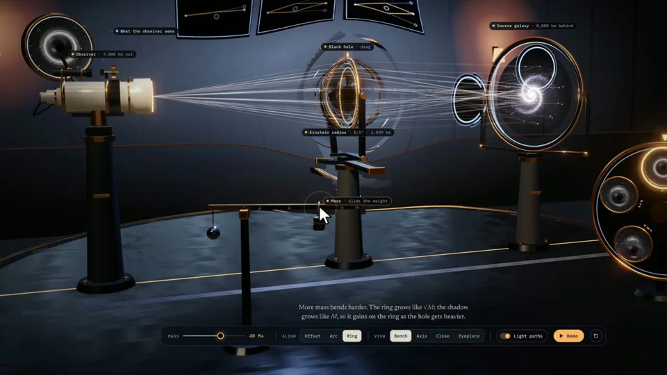 Interactive black-hole lab that bends starlight into rings