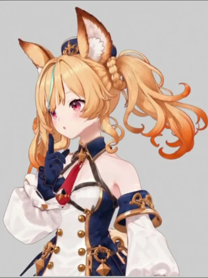Fox-eared anime girl rigged and posed as a 3D Blender model