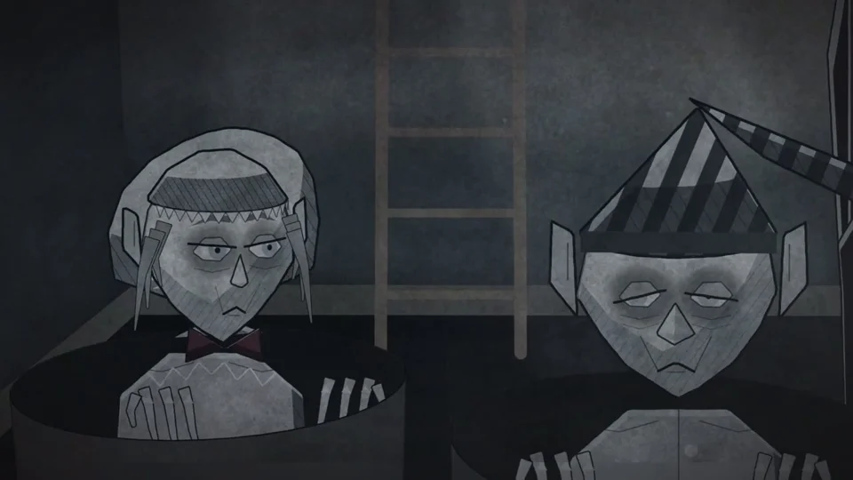 Grim cartoon adaptation of Beckett's Endgame, abridged