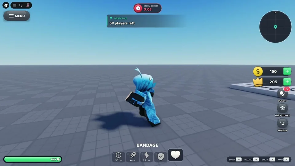 Battle royale crate menu built inside Roblox Studio