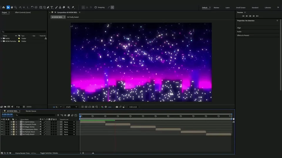 After Effects particle systems swirl into galaxies and fireflies