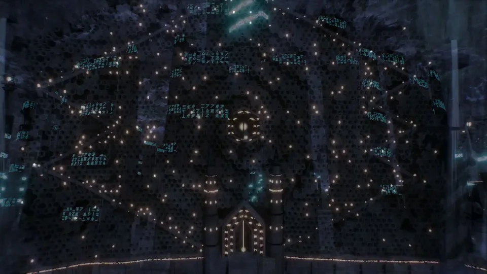 Glowing hive-like temple covered in alien glyphs