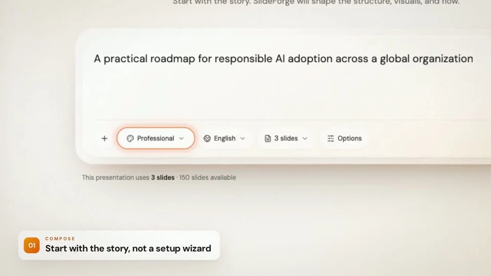 Slideforge launch video demos an AI slide composer
