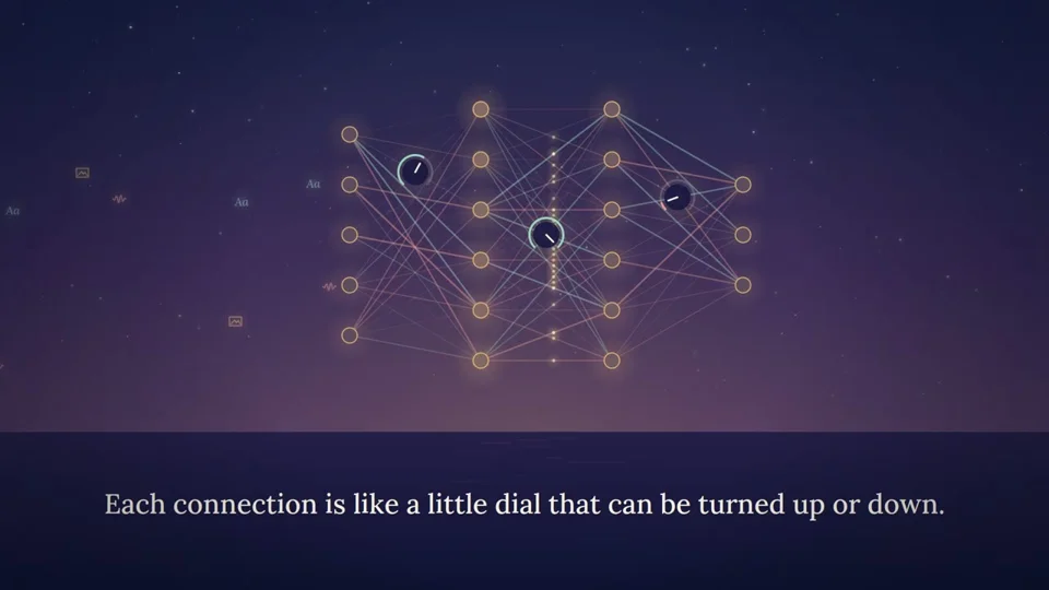 Glowing neural network learns to recognize an apple