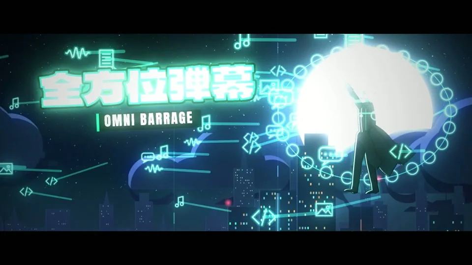 Glitchy title card opens an anime AI rivalry trailer