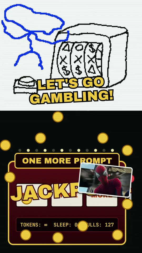 Doodled slot machine turns prompting into gambling