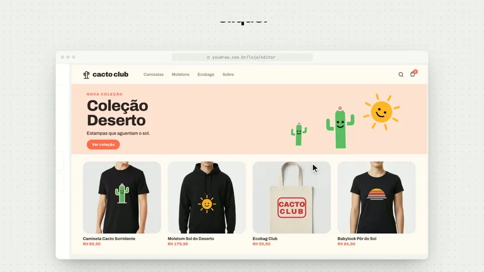 Cactus Club merch store builds itself in a YouDraw promo