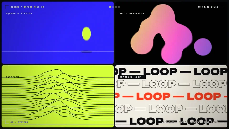 Beat-synced motion reel morphs a circle and glitches type