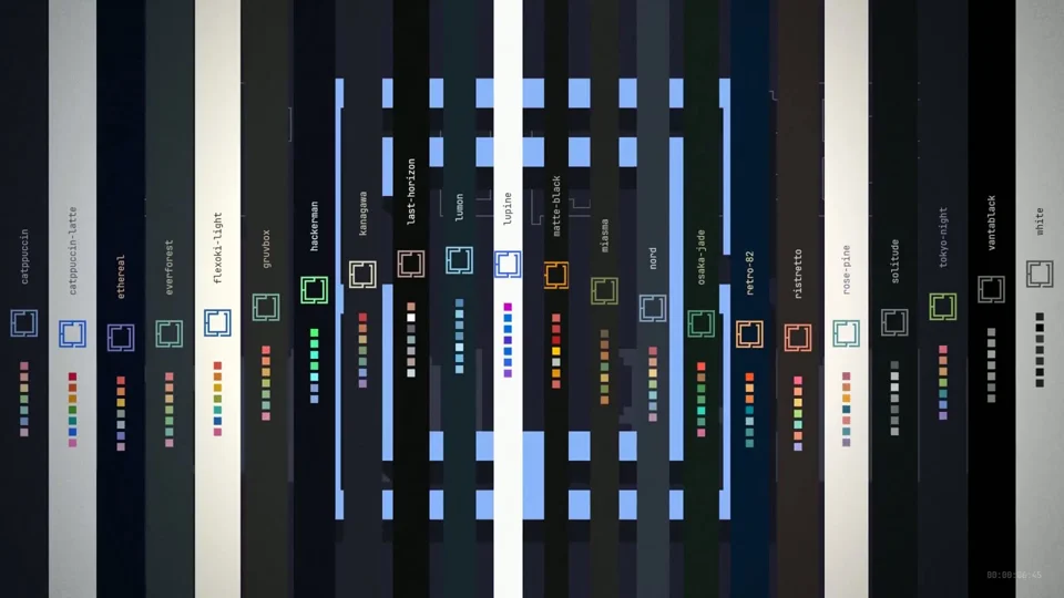 Omarchy showreel showcases dozens of color palettes