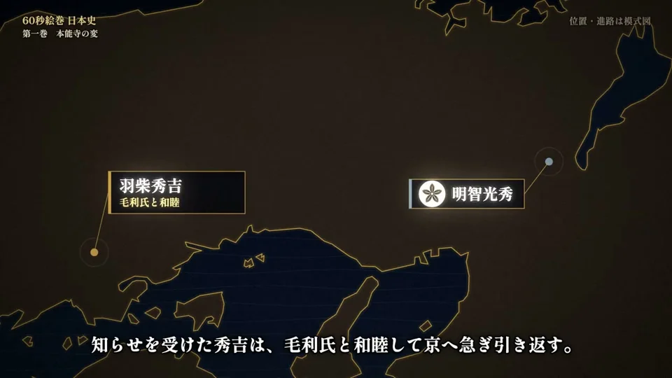 Honnoji Incident unfolds in a 60-second scroll-painting history