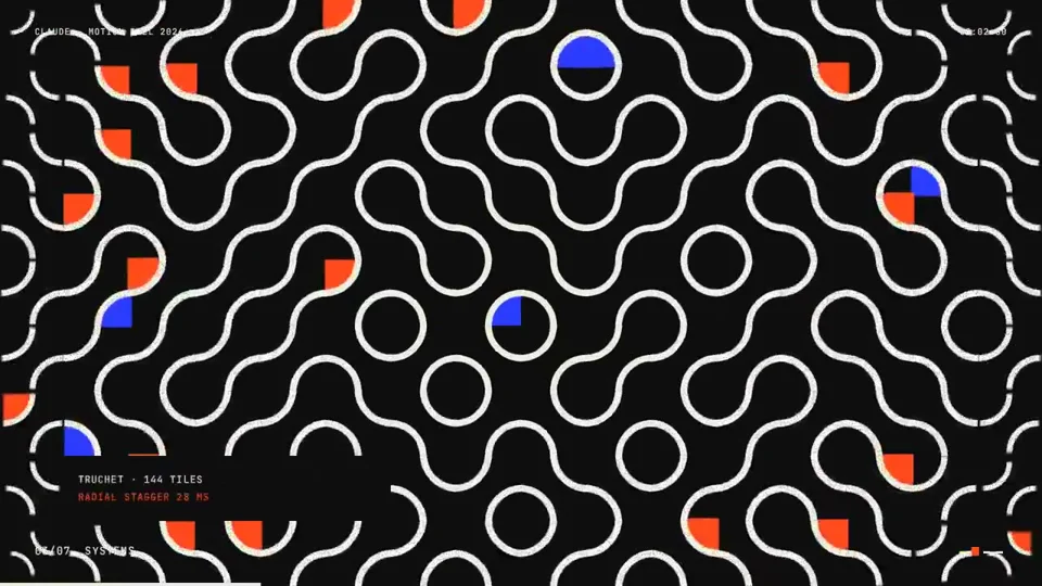 Truchet-tile pattern in a 10-second motion reel