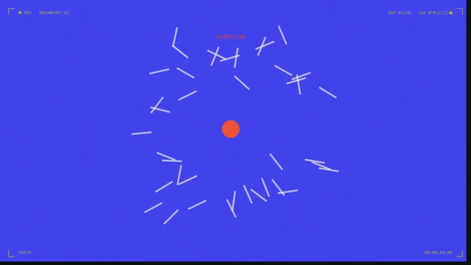 DreamFort AI manifesto with scattered kinetic line marks
