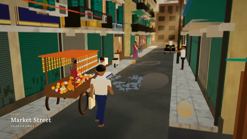 Low-poly walk through Mumbai streets to Marine Drive