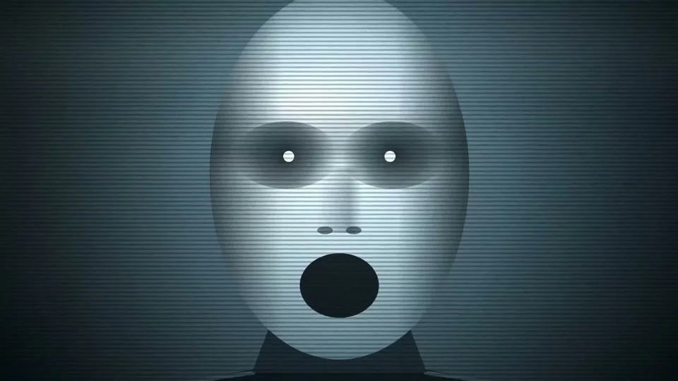 Scanline face opens an Apple 1984 homage