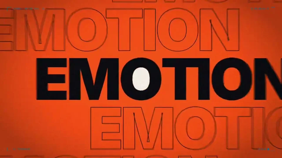 Kinetic 'emotion' typography pulses on orange