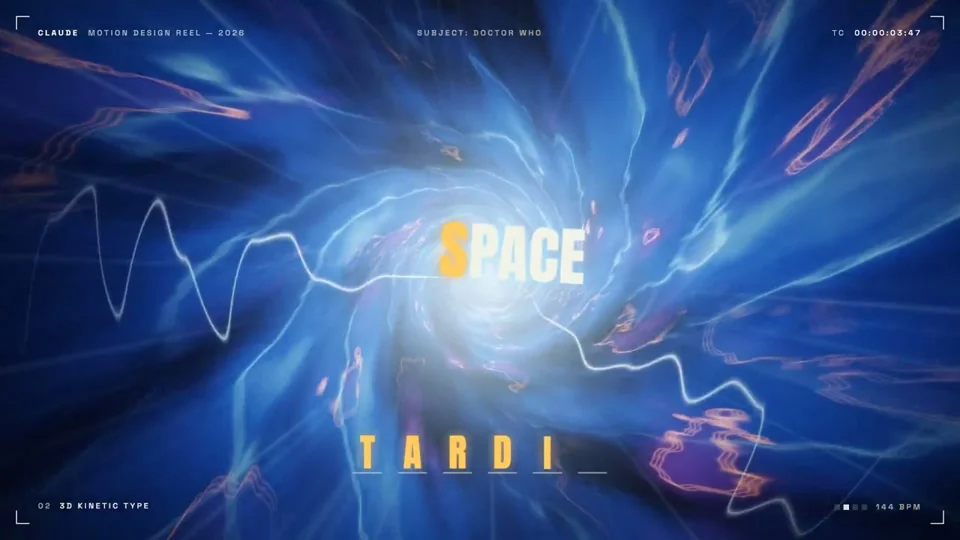 TARDIS vortex spins behind Doctor Who kinetic type
