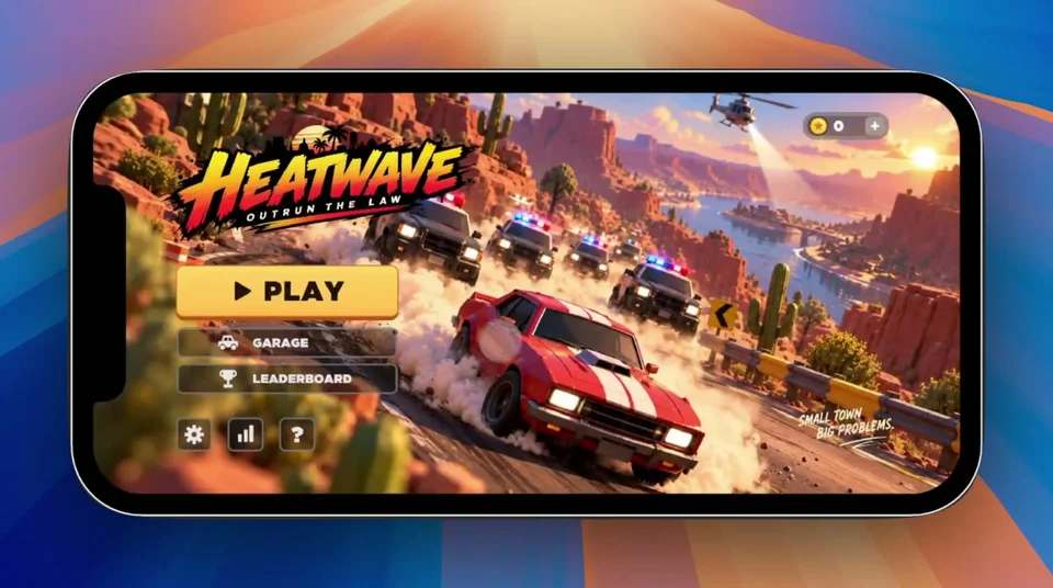 Desert police-chase arcade game title screen