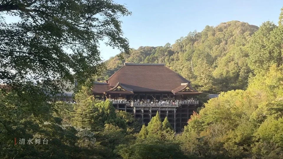 Kiyomizu-dera framed by trees in a travel recap