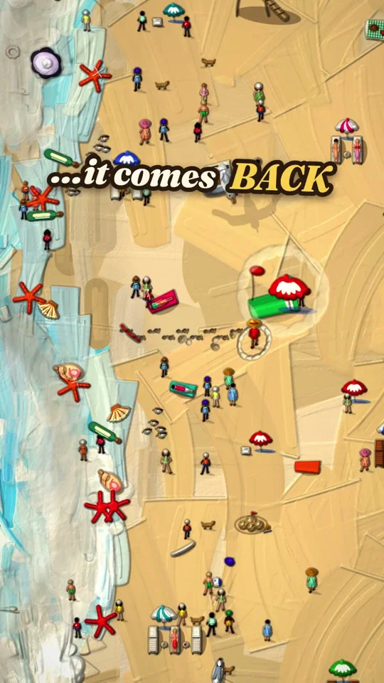 Painted beach game where you ride waves and grab pearls
