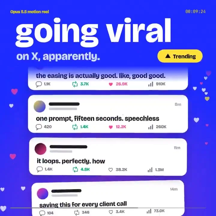 Mock trending posts declare the reel viral