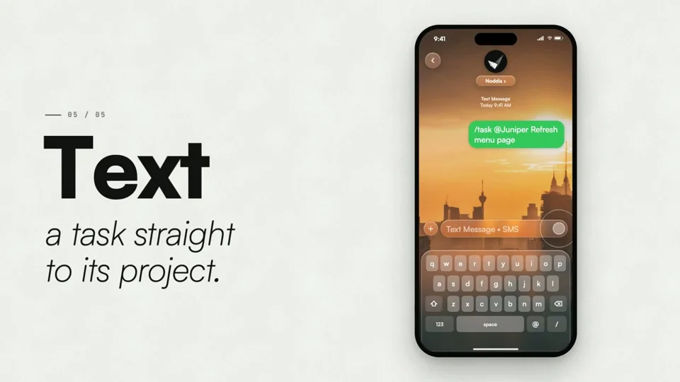 Task cards collapse into 'Complexity' in a Noddis product promo