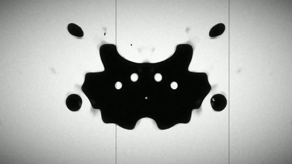 Grainy silhouettes and ink-blot type form a title card