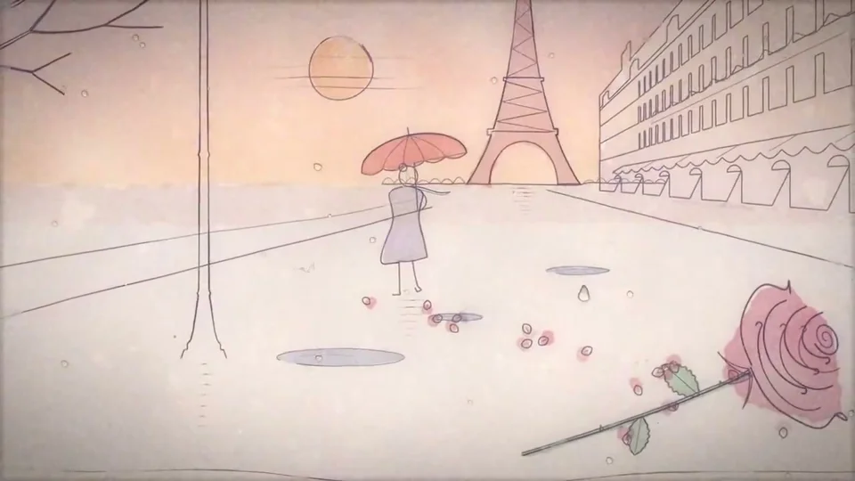 Sketchbook breakdown of how the 'Pétales Givrés' short was built