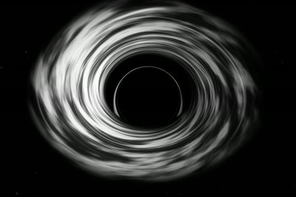 Black-and-white black hole with a light-bent accretion disk