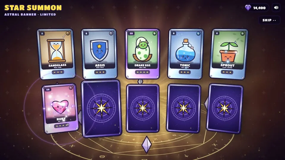 Card-summon animation reveals an SSR moon cat