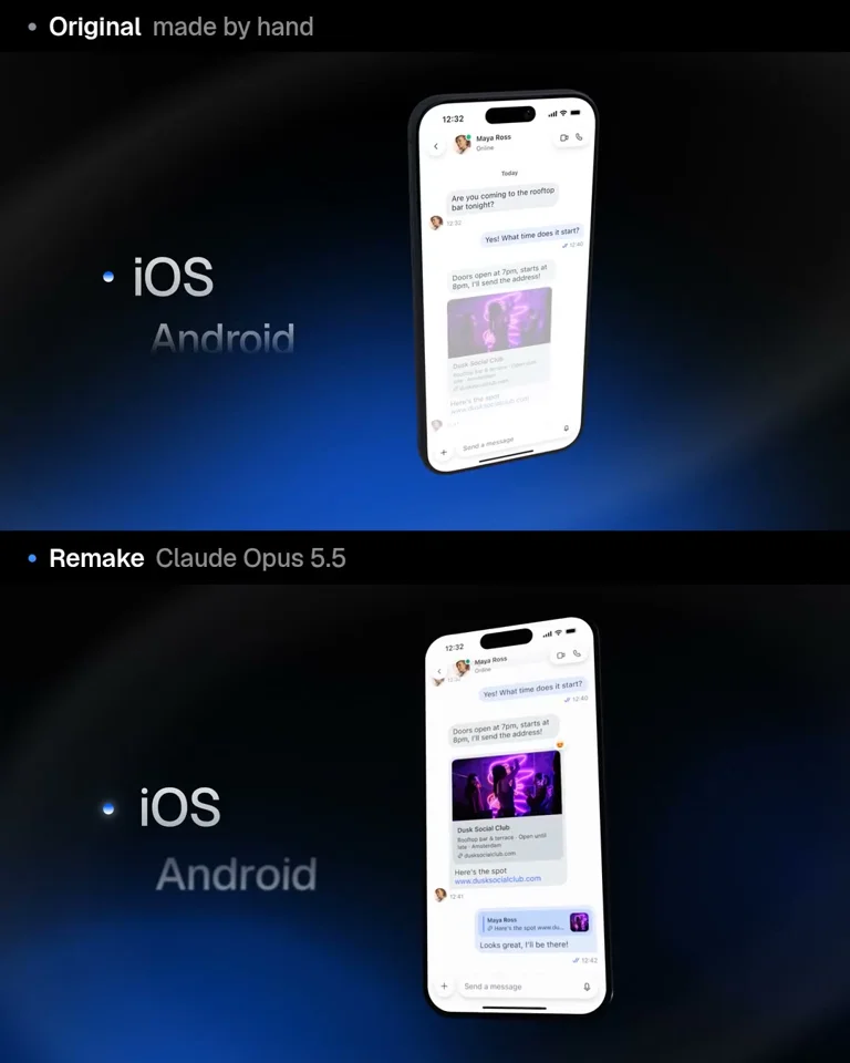 Hand-made chat SDK launch film next to its code remake