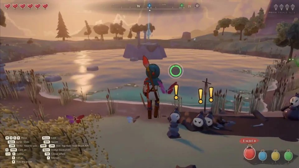 Zelda-style open-world game with a paintbrush weapon