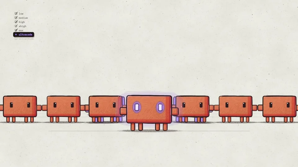 Boxy orange mascot acts out each effort level
