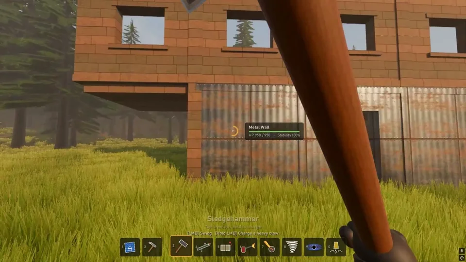 First-person builder places a wooden house then destroys it
