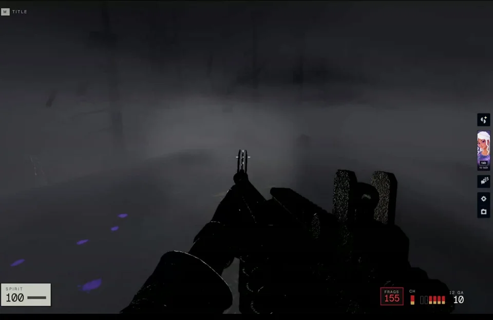 Shotgun fires at ghosts in a foggy forest FPS